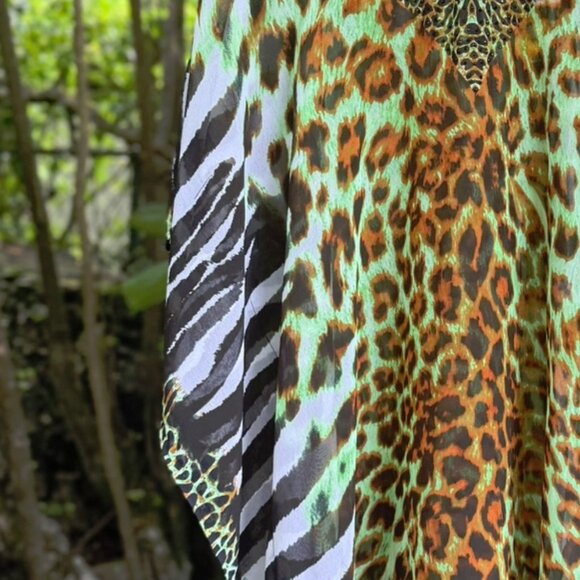 La Moda Animal Print Beaded Kaftan – O/S - Picture 3 of 8